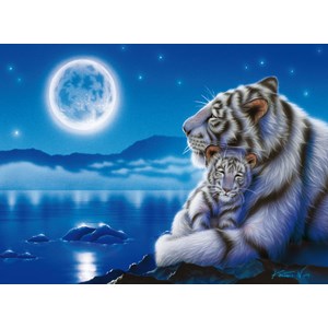 White baby tiger - Painting Art by Kentaro Nishino