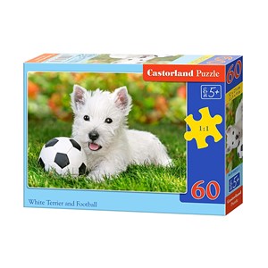 Castorland (B-06823) - "White Terrier and Football" - 60 pieces puzzle