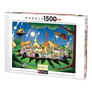Nathan (87737) - "Asterix and Obelix, The Banquet" - 1500 pieces puzzle