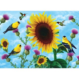 SunsOut (49038) - Jerry Gadamus: "Sunflowers and Songbirds" - 500 pieces puzzle