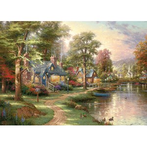 Schmidt Spiele (57452) - Thomas Kinkade: "The House near the Lake" - 1500 pieces puzzle