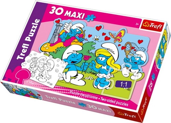Trefl (14168) - "Maxi Pieces Recto / Verso: Courting the Smurfette" - 30 pieces puzzle