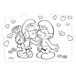 Trefl (14168) - "Maxi Pieces Recto / Verso: Courting the Smurfette" - 30 pieces puzzle