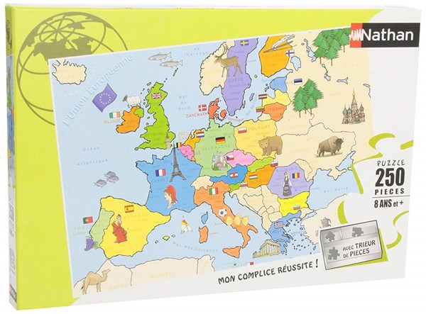 Nathan (86934) - "Map of Europe" - 250 pieces puzzle