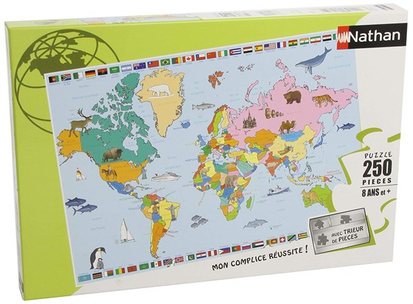 Nathan (86935) - "World Map" - 250 pieces puzzle