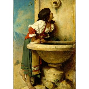 Grafika (00453) - Leon Bonnat: "Fille Romaine à la Fontaine, 1875" - 1000 pieces puzzle