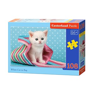 Castorland (B-010172) - "White Cat in Bag" - 108 pieces puzzle