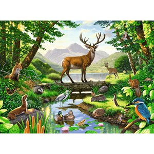 Ravensburger (10568) - Chris Hiett: "Woodland Harmony" - 100 pieces puzzle