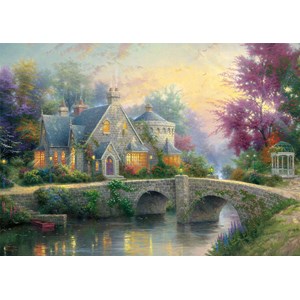 Schmidt Spiele (59468) - Thomas Kinkade: "Lamplight Manour, Winter at Lamplight Manour" - 1000 pieces puzzle