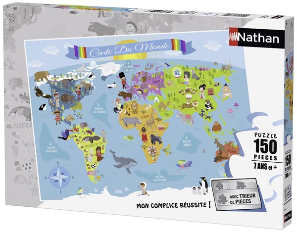 Nathan (86806) - "World Map (in French)" - 150 pieces puzzle