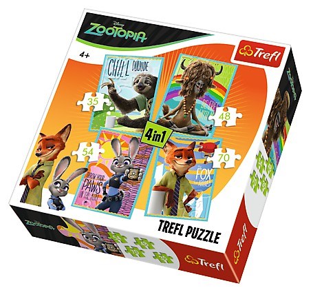 Trefl (34258) - "Zootopia" - 35 48 54 70 pieces puzzle