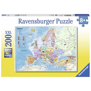 Ravensburger (12837) - "Politische Europakarte" - 200 pieces puzzle