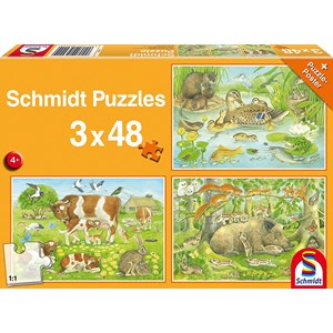 Schmidt Spiele (56222) - "Animal Families" - 48 pieces puzzle