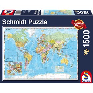 Schmidt Spiele (58289) - "World Map in German" - 1500 pieces puzzle