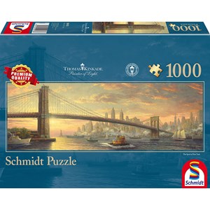 Schmidt Spiele (59476) - Thomas Kinkade: "Brooklyn Bridge, New York, The Spirit of New York" - 1000 pieces puzzle