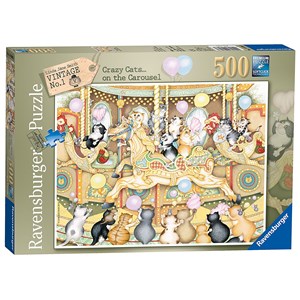 Ravensburger (14696) - Linda Jane Smith: "Crazy Cats on Carousel" - 500 pieces puzzle