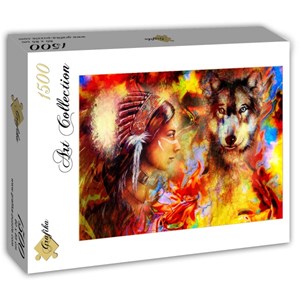 Grafika (T-00686) - "The Indian Woman and the Wolf" - 1500 pieces puzzle