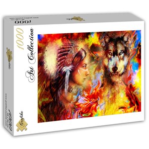 Grafika (T-00687) - "The Indian Woman and the Wolf" - 1000 pieces puzzle