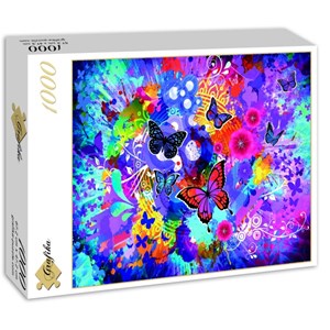 Grafika (02719) - "Colorful Flowers and Butterflies" - 1000 pieces puzzle