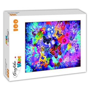 Grafika Kids (02013) - "Colorful Flowers and Butterflies" - 100 pieces puzzle