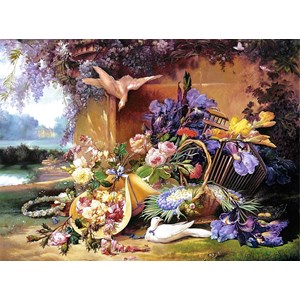 Castorland (C-200276) - Eugene Bidau: "Elegant Still Life with Flowers" - 2000 pieces puzzle