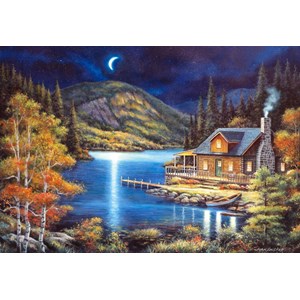 Castorland (C-102990) - John Zaccheo: "Moonlit Cabin" - 1000 pieces puzzle