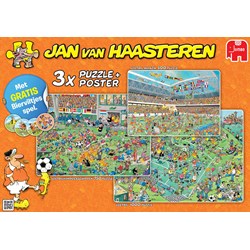 gordijn Mondstuk Pence Jumbo (19004) - Jan van Haasteren: "Football 3 in 1" - 500 750 1000 pieces  puzzle