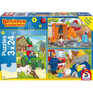 Schmidt Spiele (56207) - "Benjamin the Elephant in Action" - 24 pieces puzzle