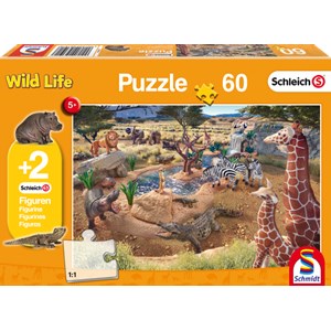 Schmidt Spiele (56191) - "At the Watering Hole" - 60 pieces puzzle