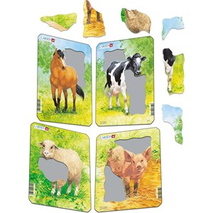Larsen (V1) - "Animal Drawings. Horse, Cow, Sheep, Pig" - 5 pieces puzzle