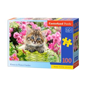 Castorland (B-111039) - "Kitten in Flower Garden" - 100 pieces puzzle