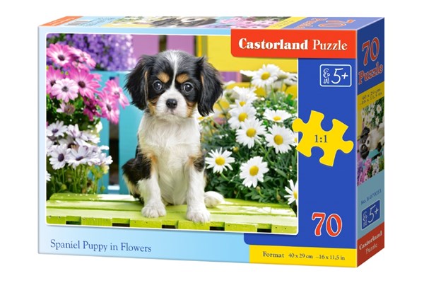 Castorland (B-070053) - "Spaniel Puppy in Flowers" - 70 pieces puzzle
