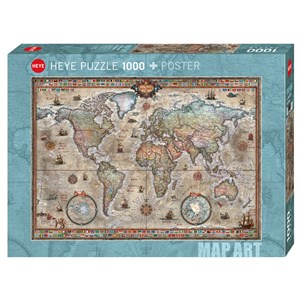 Heye (29871) - Rajko Zigic: "Retro World Map" - 1000 pieces puzzle