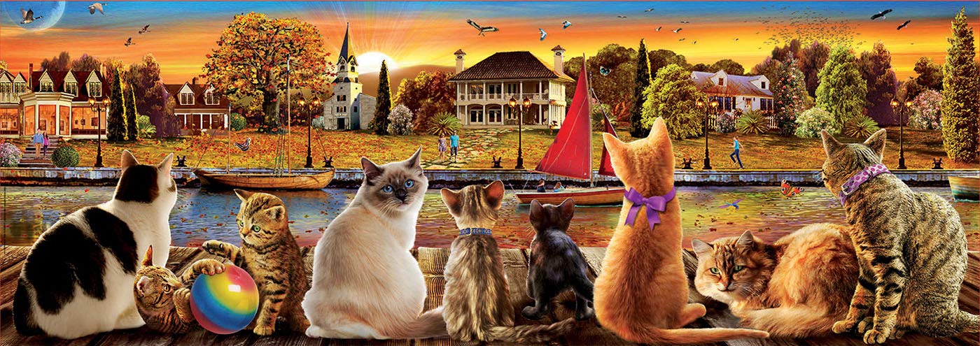 1000 Teile Panorama Katzen am Kai Puzzle Cats on the Quay Educa # 18001 