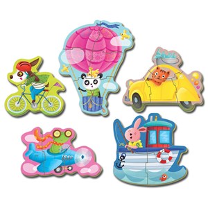 Educa (17141) - "Driving animals" - 3 4 5 pieces puzzle