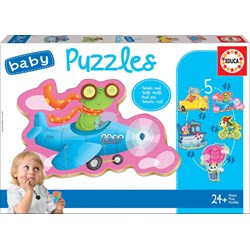Educa (17141) - "Driving animals" - 3 4 5 pieces puzzle