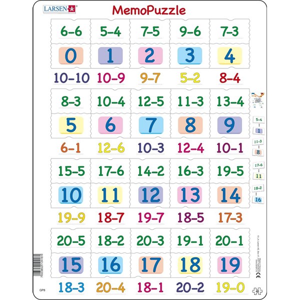 Larsen (GP8) - "MemoPuzzle, Subtraction with numbers from 0 - 20" - 40 pieces puzzle
