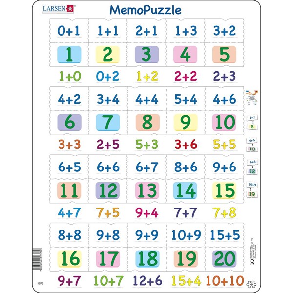 Larsen (GP3) - "MemoPuzzle, Addition with numbers from 0-20" - 40 pieces puzzle