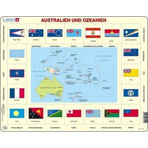 Larsen (KL5-DE) - "Map/Flag, Australia and Oceania (in German)" - 35 pieces puzzle