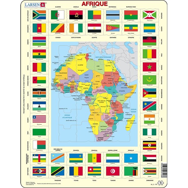Larsen (KL3-FR) - "Map/Flag, Africa - FR" - 70 pieces puzzle