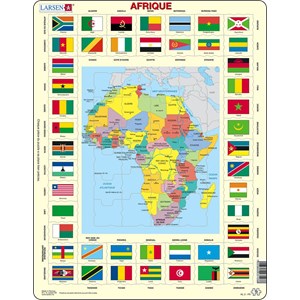 Larsen (KL3-FR) - "Map/Flag, Africa - FR" - 70 pieces puzzle