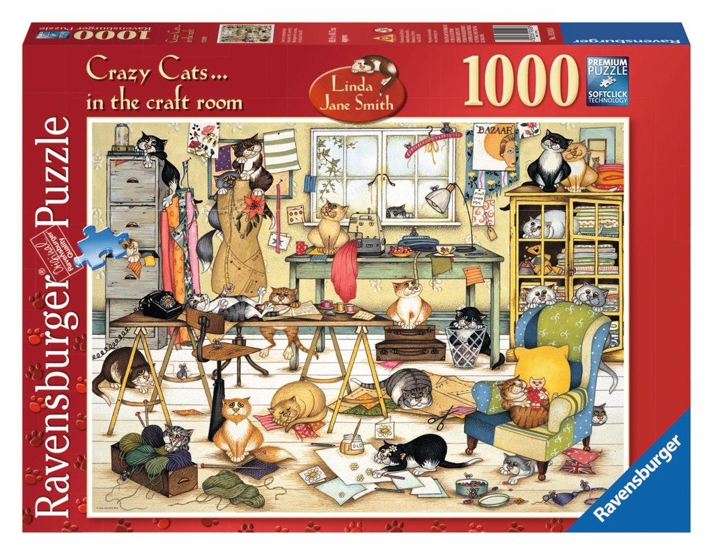 Ravensburger 19245 Linda Jane Smith Crazy Cats in the Craft Room 1000 pieces puzzle