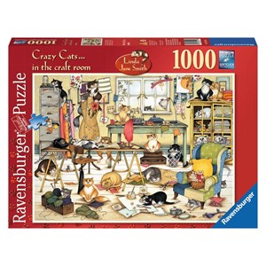 Ravensburger (19245) - Linda Jane Smith: "Crazy Cats in the Craft Room" - 1000 pieces puzzle