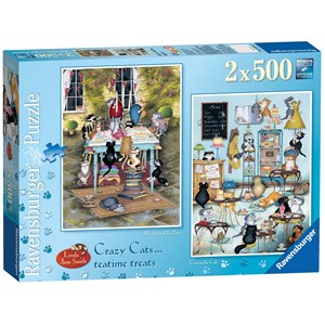 Ravensburger (14075) - Linda Jane Smith: "Crazy Cats Tea Time Treats" - 500 pieces puzzle