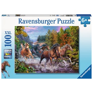 Ravensburger (10403) - "Rushing River Horses" - 100 pieces puzzle