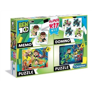 Clementoni (08218) - "Ben 10 + Memo + Domino" - 30 pieces puzzle