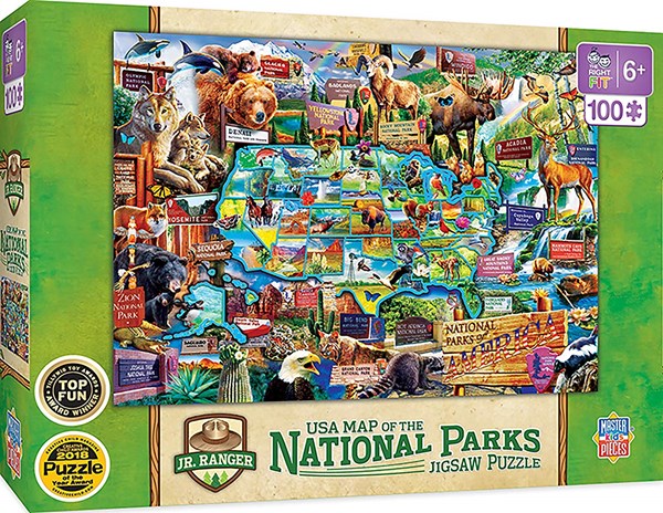 MasterPieces (11942) - "National Parks Map Right Fit" - 100 pieces puzzle