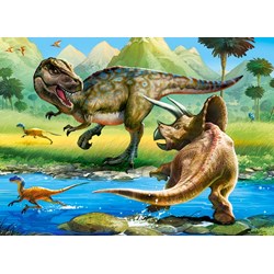 Castorland (B-070084) - "Tyrannosaurus vs Triceratops" - 70 pieces puzzle