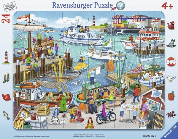 Ravensburger (06152) - "One Day at the Harbor" - 24 pieces puzzle