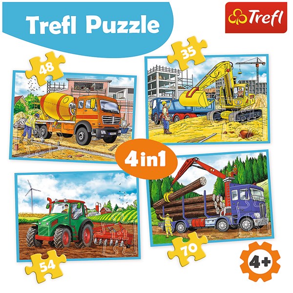 Trefl (34298) - "Large construction machines" - 35 48 54 70 pieces puzzle